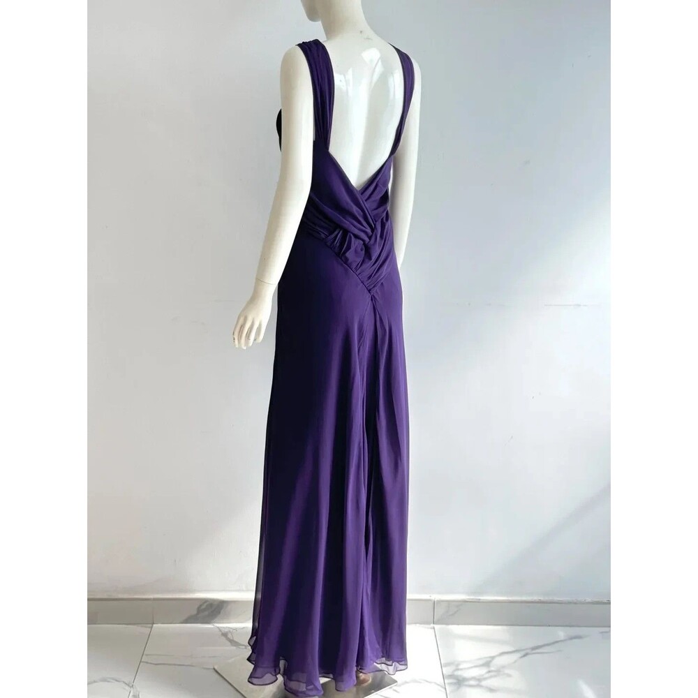 NEW Diane Von Furstenberg Nikki 100% Silk Gown Purple Layered Wedding Women's 8 - Picture 3 of 12